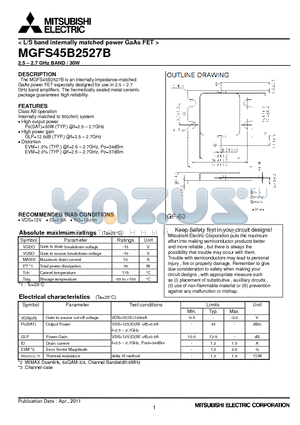 MGFS45B2527B datasheet - 2.5-2.7 GHz BAND / 30W