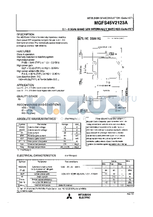 MGFS45V2123A datasheet - 2.1 - 2.3GHz BAND 32W INTERNALLY MATCHD GaAs FET