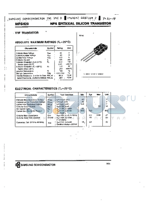 MPSH20 datasheet - NPN (VHF TRANSISTOR)