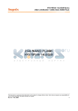 HY27SF162G2B datasheet - 2Gbit (256Mx8bit/128Mx16bit) NAND Flash