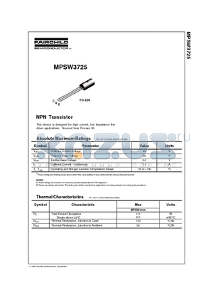 MPSW3725 datasheet - NPN Transistor