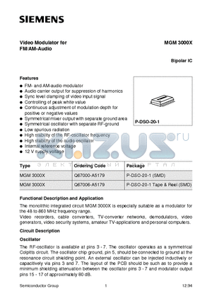 MGM3000X datasheet - Video Modulator for FM/AM-Audio