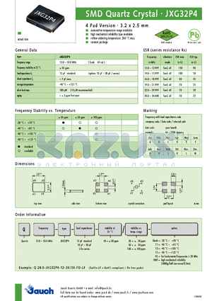 Q13.0-JXG32P4-12-30/100 datasheet - SMD Quartz Crystal