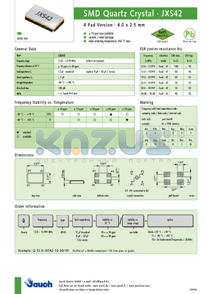 Q13.0-JXS42-12-30 datasheet - SMD Quartz Crystal