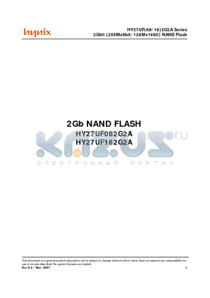 HY27UF082G2A datasheet - 2Gbit (256Mx8bit/128Mx16bit) NAND Flash