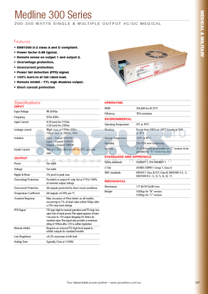 OBP02430 datasheet - 200-300 WATTS SINGLE & MULTIPLE OUTPUT AC/DC MEDICAL