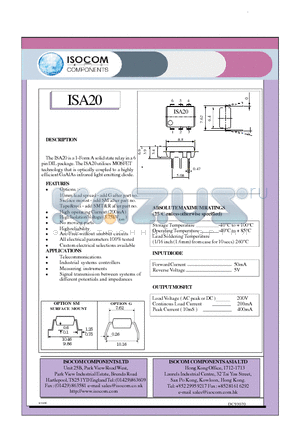 ISA20 datasheet - Telecommunications