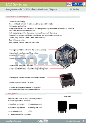 ISC01P datasheet - Programmable OLED Video Switch and Display