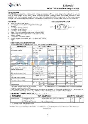 LM393M datasheet - Dual Differential Comparators