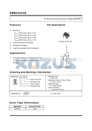 KBM2302CA datasheet - N-Channel Enhancement Mode MOSFET