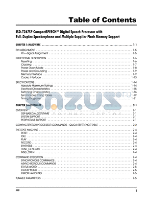 ISD-T267SP datasheet - DIGITAL SPEECH PROCESSOR