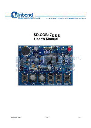 ISD-COB17 datasheet - The ISD-COB17xxx COB/Demo board