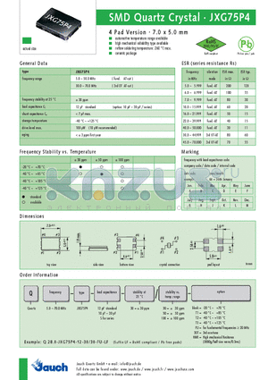 Q16.0-JXG75P4-12-30 datasheet - SMD Quartz Crystal