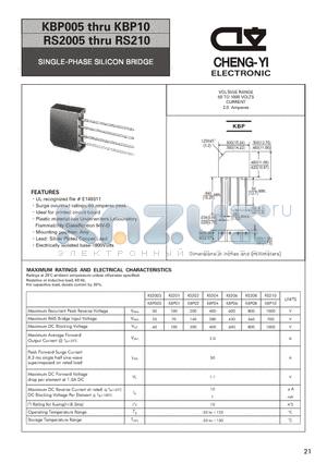 KBP005 datasheet - SINGLE-PHASE SILICON BRIDGE