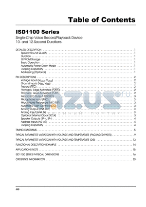 ISD1110X datasheet - SINGLE CHIP VOICE RECORD / PLAYBACK DEVICES