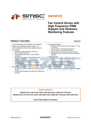 EMC6D103 datasheet - Fan Control Device with High Frequency PWM Support and Hardware Monitoring Features