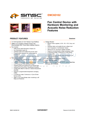 EMC6D102-CZC-TR datasheet - Fan control Device with Hardware Monitoring and Acoustic Noise Reduction Features