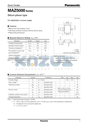 MAZ5075 datasheet - Silicon planar type