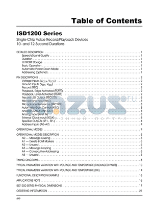 ISD1212X datasheet - Single-Chip Voice Record/Playback Devices 10- and 12-Second Durations