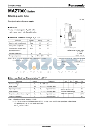 MAZ7000 datasheet - Silicon planar type