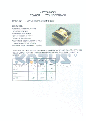 MPT4012 datasheet - SWITCHING POWER TRANSFORMER