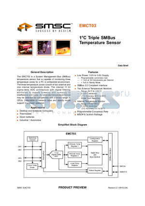 EMCT03-ACZB-TR datasheet - 1C TRIPLE SMBUS TEMPERATURE SENSOR