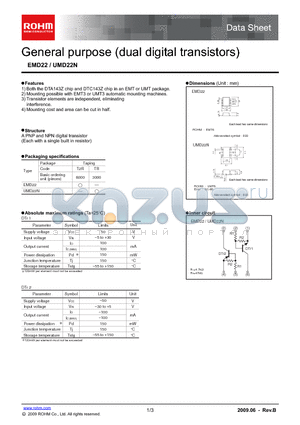 EMD22 datasheet - General purpose (dual digital transistors)