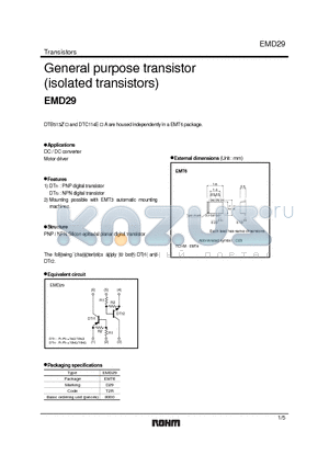 EMD29 datasheet - General purpose transistor (isolated transistors)