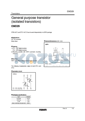 EMD29_1 datasheet - General purpose transistor (isolated transistors)