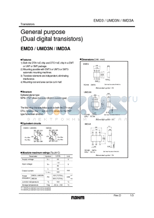 EMD3 datasheet - General purpose (Dual digital transistors)