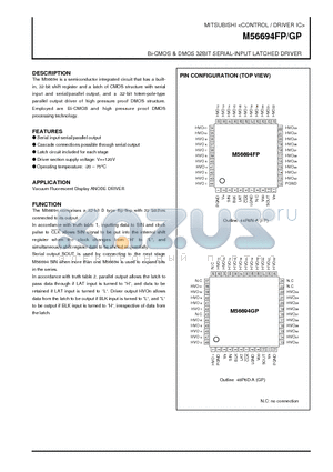 M56694FP datasheet - Bi-CMOS & DMOS 32BIT SERIAL-INPUT LATCHED DRIVER