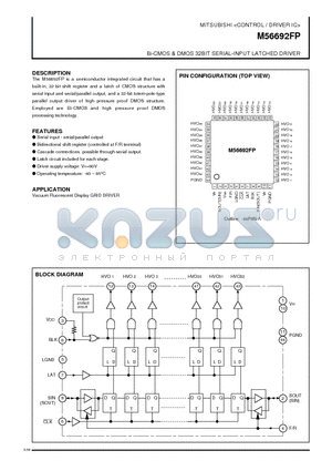 M56692FP datasheet - Bi-CMOS & DMOS 32BIT SERIAL-INPUT LATCHED DRIVER