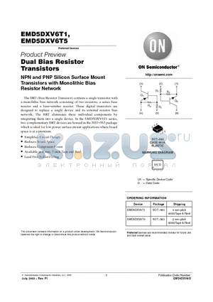 EMD5DXV6T1 datasheet - Dual Bias Resistor Transistors