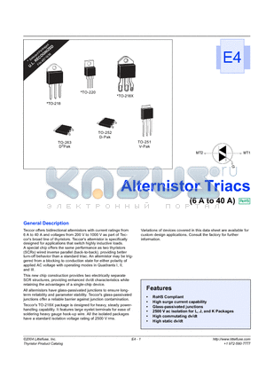 Q2016RH4 datasheet - Alternistor Triacs (6 A to 40 A)