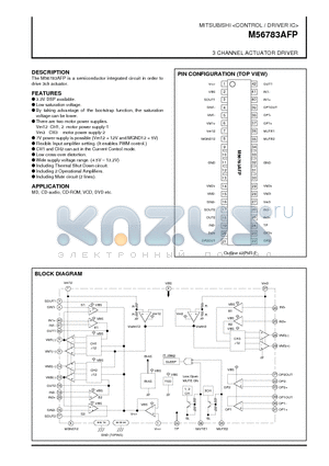 M56783AFP datasheet - 3 CHANNEL ACTUATOR DRIVER