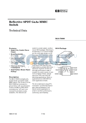 MGS-70008 datasheet - Reflective SPDT GaAs MMIC Switch