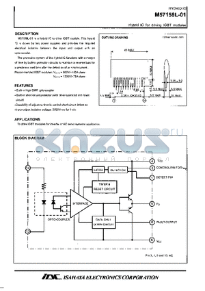 M57159L-01 datasheet - HYBRID IC FOR DRIVING IGBT MODULES