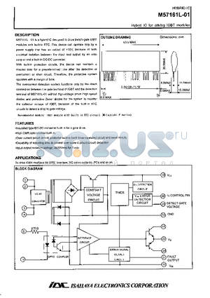 M57161L-01 datasheet - HYBRID IC FOR DRIVING IGBT MODULES