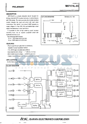 M57174L-03 datasheet - HYBRID IC FOR DRIVING IGBT MODULES