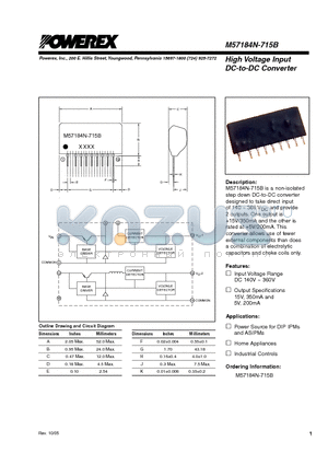 M57184N-715B datasheet - High Voltage Input DC-to-DC Converter