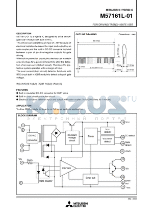 M57161L-01 datasheet - HYBRID IC FOR DRIVING TRENCH-GATE IGBT