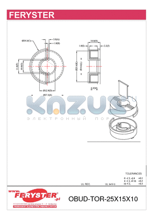 OBUD-TOR-25X15X10 datasheet - UL REC. UL 94V-0