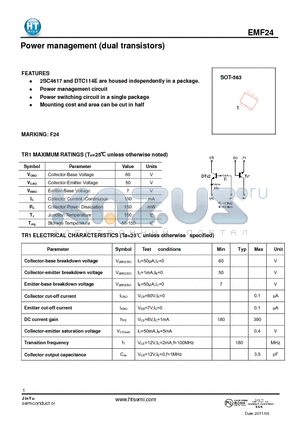 EMF24 datasheet - Power management (dual transistors)