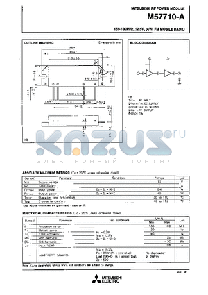 M57710 datasheet - 156-160MHz 12.5V,30W,FM MOBILE RADIO