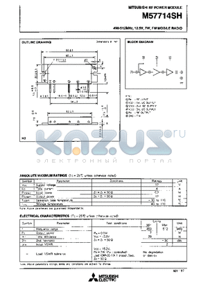 M57714SH datasheet - 490-512MHz 12.5V,7W,FM MOBILE RADIO