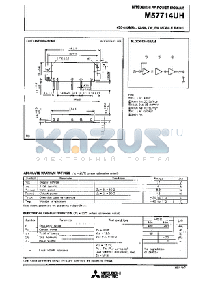 M57714UH datasheet - 470-490MHz, 12.5V, 7W, FM MOBILE RADIO