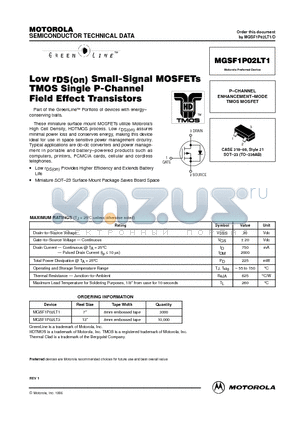 MGSF1P02LT3 datasheet - P-CHANNEL ENHANCEMENT-MODE TMOS MOSFET