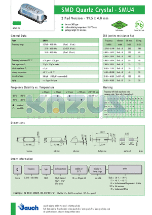 Q24.00-SMU4-12-50 datasheet - SMD Quartz Crystal