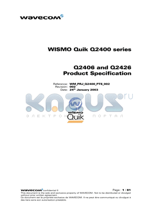 Q2406 datasheet - SELF CONTAINED E GSM/GPRS 900/1800 OR 850/1900 BI BAND MODULE