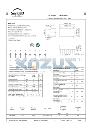 EMG2885D datasheet - 8.89mmx19.05mm LED LIGHT BAR